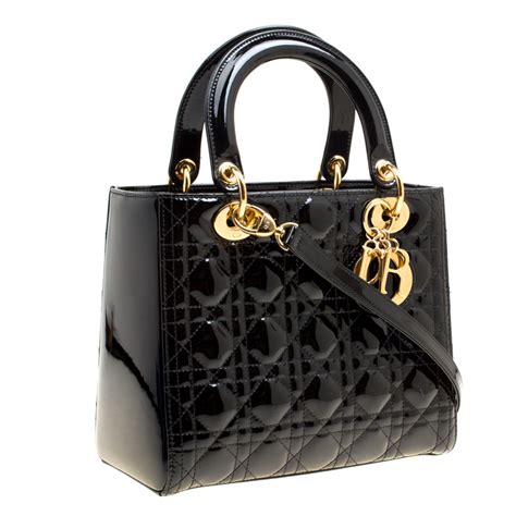 lady dior black patent bag|Lady Dior patent bag.